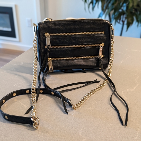 Rebecca Minkoff Black Crossbody Bag with Gold Chain - Picture 9 of 11